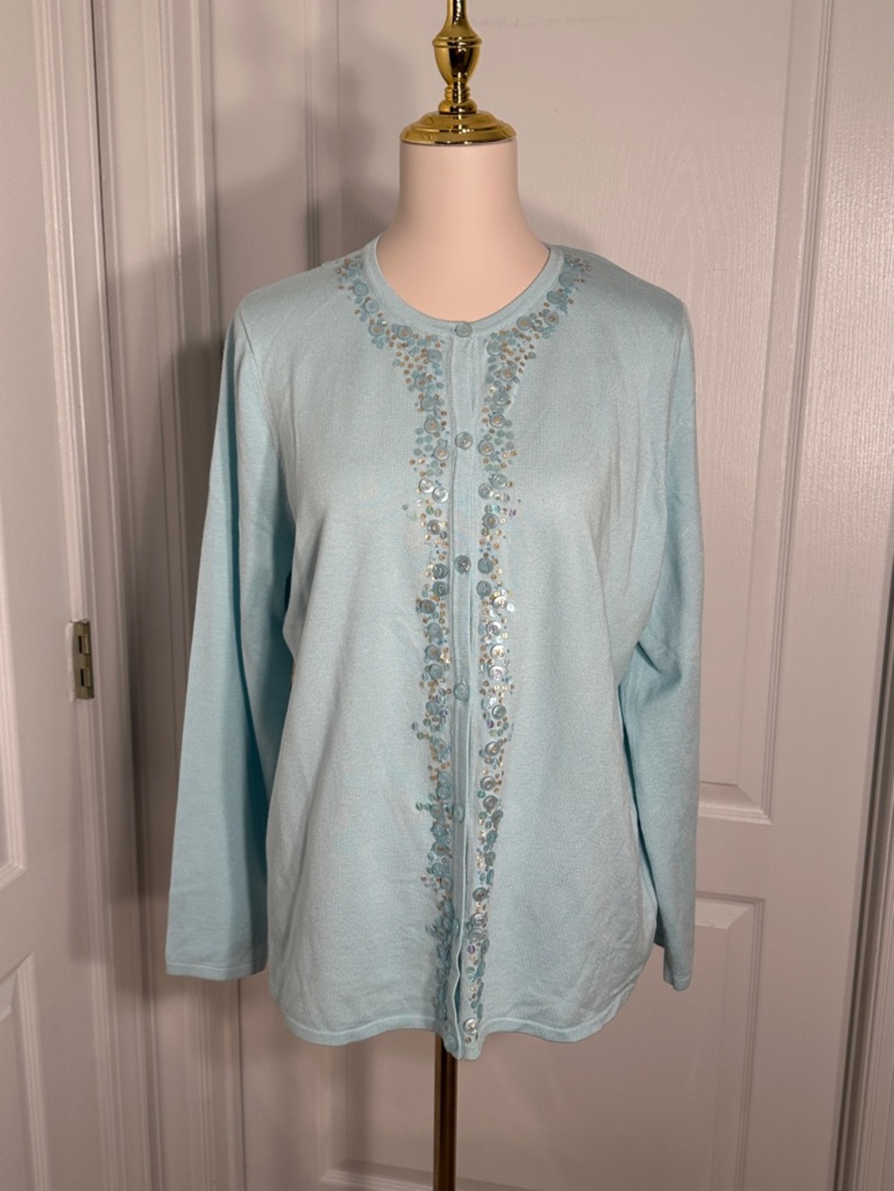 NWT JM Light Blue Embellished Women's Cardigan Sz 1X